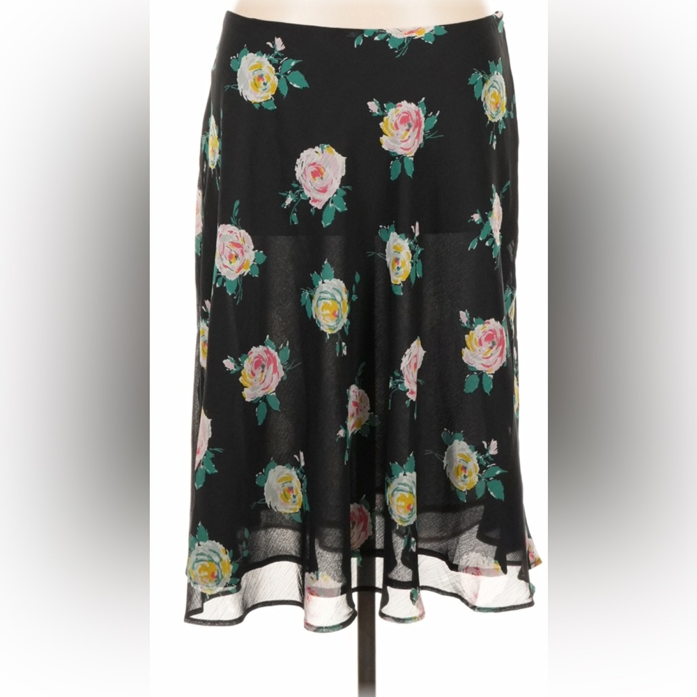 BODEN NWT Womens Black Floral Flowy Cottagecore Boho Romantic Fall Skirt 16/18